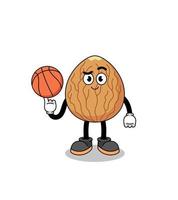 almond illustration as a basketball player vector