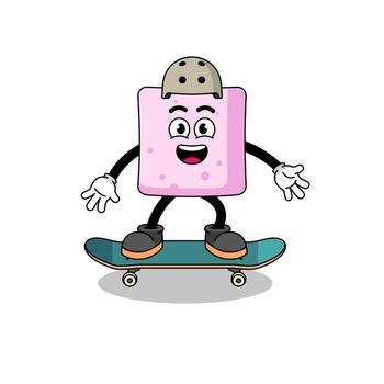 mascota de malvavisco jugando una patineta vector