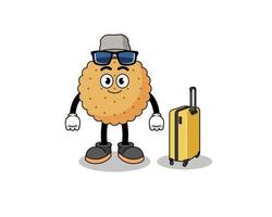 biscuit round mascot doing vacation vector