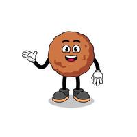 meatball cartoon with welcome pose vector