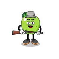 Cartoon Illustration of green apple hunter vector