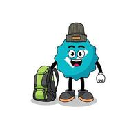 Illustration of verified sign mascot as a hiker vector