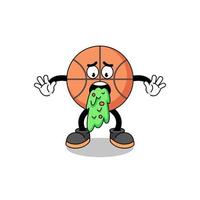 basketball mascot cartoon vomiting vector