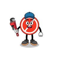 stop sign illustration cartoon as a plumber vector