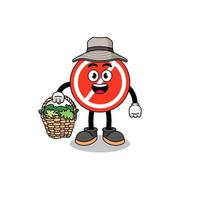 Character Illustration of stop sign as a herbalist vector