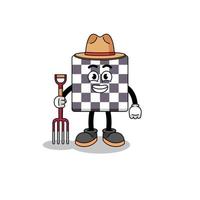 Cartoon mascot of chessboard farmer vector