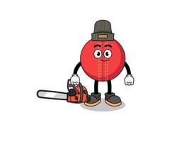 cricket ball illustration cartoon as a lumberjack vector