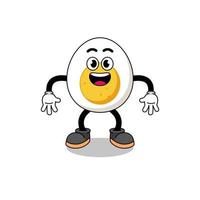 boiled egg cartoon with surprised gesture vector