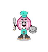 Illustration of sliced onion as a bakery chef vector