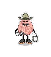 Character mascot of brain as a cowboy vector