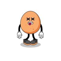 egg mascot illustration is dead vector