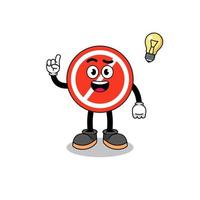 stop sign cartoon with get an idea pose vector