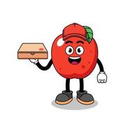 apple illustration as a pizza deliveryman vector