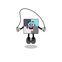 jigsaw puzzle mascot cartoon is playing skipping rope vector