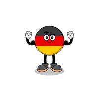 caricatura de mascota de la bandera de alemania posando con músculo vector
