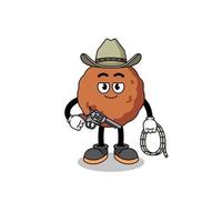 Character mascot of meatball as a cowboy vector