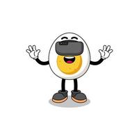 Illustration of boiled egg with a vr headset vector