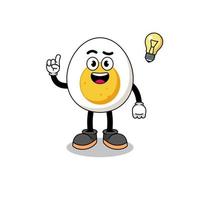 boiled egg cartoon with get an idea pose vector