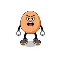 egg cartoon illustration with angry expression vector