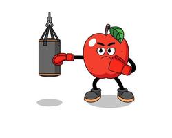 ilustración de boxeador de manzana vector