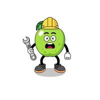 ilustración de personaje de manzana verde con error 404 vector