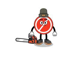 stop sign illustration cartoon as a lumberjack vector