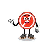 stop sign cartoon with welcome pose vector