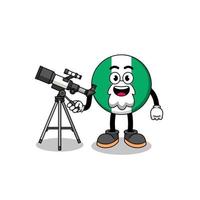 Illustration of nigeria flag mascot as an astronomer vector