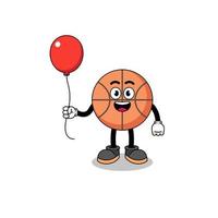 dibujos animados de baloncesto sosteniendo un globo vector