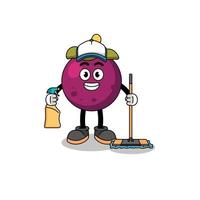 Character mascot of mangosteen as a cleaning services vector
