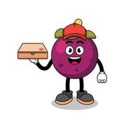 mangosteen illustration as a pizza deliveryman vector