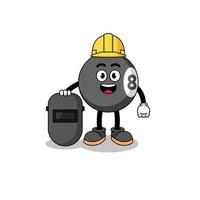 Mascot of billiard ball as a welder vector