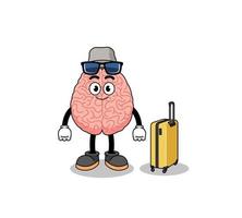 brain mascot doing vacation vector