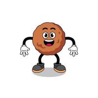 meatball cartoon with surprised gesture vector