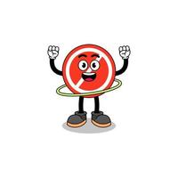 Character Illustration of stop sign playing hula hoop vector