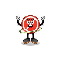 Character Illustration of stop sign playing hula hoop vector