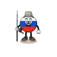 ilustración de la mascota del pescador de la bandera de rusia vector