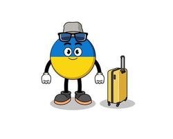 ukraine flag mascot doing vacation vector