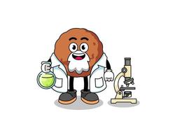 Mascot of meatball as a scientist vector