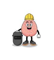 Mascot of brain as a welder vector