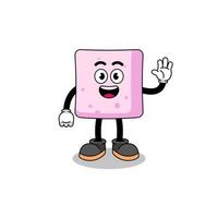 marshmallow cartoon doing wave hand gesture vector