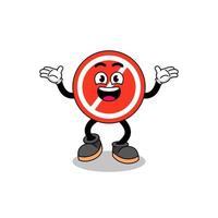 stop sign cartoon searching with happy gesture vector