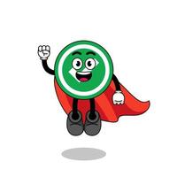 check mark cartoon with flying superhero vector