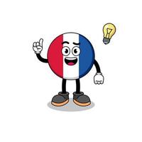 caricatura de la bandera de francia con una pose de idea vector