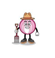 Cartoon mascot of sliced onion farmer vector