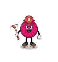 Cartoon mascot of onion red firefighter vector