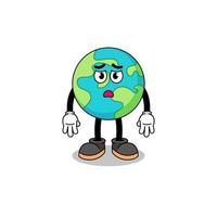 earth cartoon illustration with sad face vector