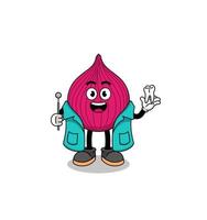 Illustration of onion red mascot as a dentist vector