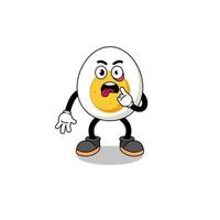 Character Illustration of boiled egg with tongue sticking out vector