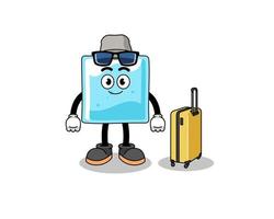 ice block mascot doing vacation vector